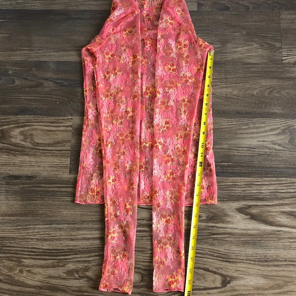 Intimately Free People Lady Luxe Layering Top Long Sleeve Sheer Mesh Coral